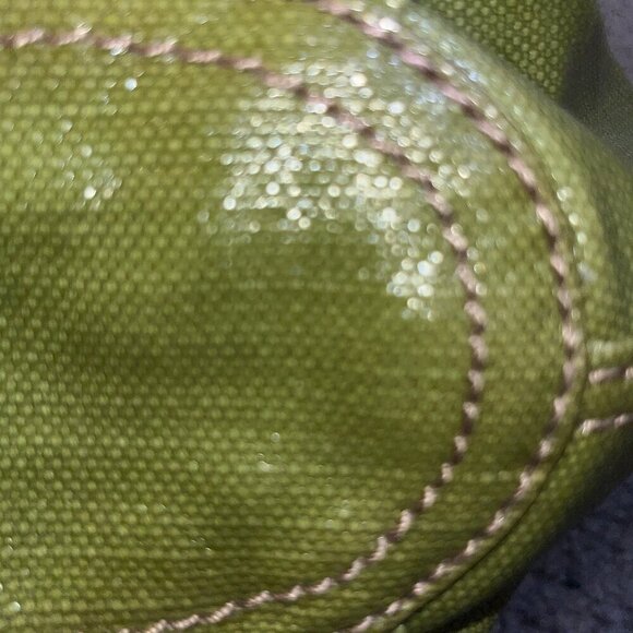 FOSSIL KEY PER TOTE Apple Green Coated Canvas Shoulder Bag Purse Handbag - NEW - Picture 6 of 12